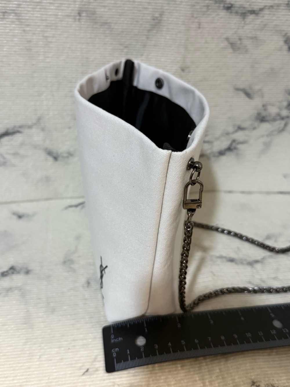 Yves Saint Laurent Beauty Canvas Bag with Chain Crossbody Strap - Picture 16 of 17